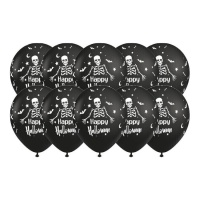 Ballons en latex Halloween Squelette 30 cm - Party love - 10 pcs.