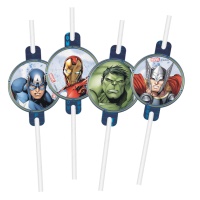 Avengers in Action pailles de 22 cm - 4 pcs.