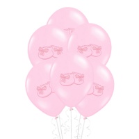 Ballons en latex avec chaussons roses 30 cm - PartyDeco - 50 unités