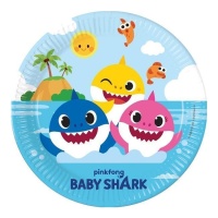 Assiettes Baby Shark compostables de 23 cm - 8 pièces.