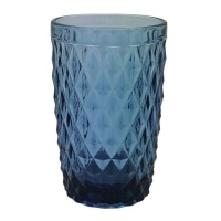 Gobelet en verre bleu gravé de 350 ml