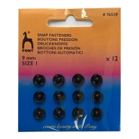 Boutons-pression noirs de 0,9 cm - Pony - 12 paires