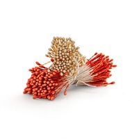 Fines étamines de fleurs orange et blanc perle - Decora - 288 pcs.