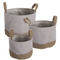 Paniers ronds naturels en jute - 3 unités