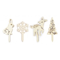 Pics en bois avec motifs de Noël - Scrapcooking - 4 pcs.