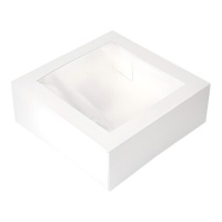Boîte à gâteaux blanche avec fenêtre 28 x 28 x 9,5 cm - Sweetkolor - 1 pc.