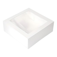Boîte à gâteaux blanche avec fenêtre 33 x 33 x 9,5 cm - Sweetkolor - 5 unités