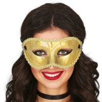 Masque vénitien doré avec paillettes scintillantes
