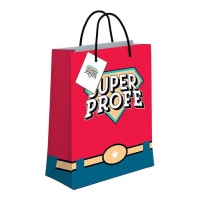 Sac cadeau Super Profe 23 x 18 x 10 cm - 1 pc.