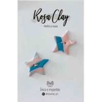 Boutons étoile rose et bleu en argile 2.8 cm - 2 pcs.