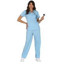 Costume d'infirmière bleu classique pour femmes