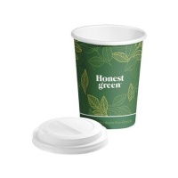 Gobelet en carton vert (PE) de 250 ml avec couvercle - Honest Green - 8 pcs.