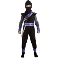 Costume de guerrier ninja noir et bleu pour enfants