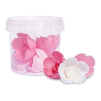 Gaufrettes de fleurs roses, blanches et roses - Scrapcooking - 6 pcs.