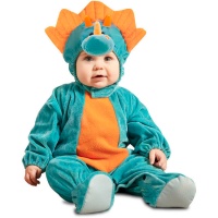 Costume de dinosaure bleu et orange pour bébé