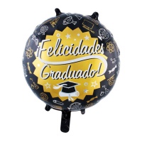Ballon rond noir de félicitations pour les diplômés 45 cm - Eurofiestas