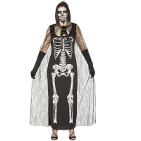 Costume de squelette avec cape d'araignée pour femmes