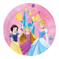 Assiettes Princesse Disney Blanche-Neige, Raiponce et Cendrillon 23 cm - 8 pièces