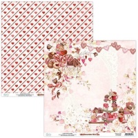 Papier scrapbooking Coeurs au chocolat - Papiers Mintay - 1 feuille