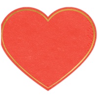 Serviettes de table rouges en forme de coeur 14,3 x 12,5 cm - 20 pcs.