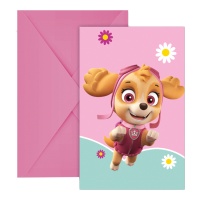 Invitations Paw Patrol Skye et Everest - 6 unités