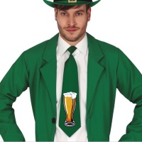 Cravate verte avec chope de bière
