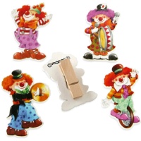 Pince à épiler clown en bois 7 cm - 4 pcs.