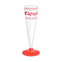 Gobelets en plastique de 140 ml avec décoration de Noël rouge - 4 pièces.