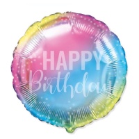 Ballon multicolore Happy Birthday 45 cm - Conver Party