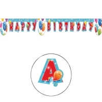 Bannière Happy Birthday avec ballons scintillants 2 m