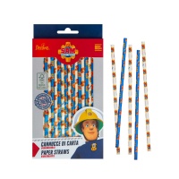 Pailles en papier biodégradables Sam le pompier - 80 pcs.