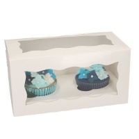 Boîte pour 2 cupcakes blancs avec fenêtre 20 x 10 x 10 x 10 cm - FunCakes - 25 pcs.