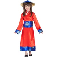 Costume chinois mandarin rouge et bleu pour filles
