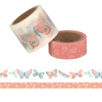 Washi tape papillons et fleurs - 5 m