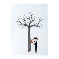Empreinte de mariage sur arbre 29,5 x 42 cm