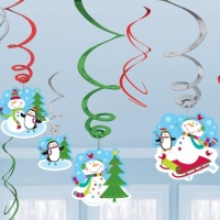 Pendentif décoratif de Noël avec spirale - 12 pièces