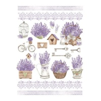Papier de riz fleuri violet 29,7 x 42,5 cm - Artis decor - 1 pc.