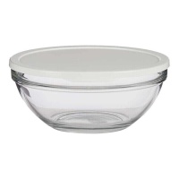 Tupper en verre rond de 2,5 L avec couvercle blanc - 1 pc.