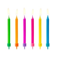 Bougies colorées de 6,5 cm - PartyDeco - 6 pièces