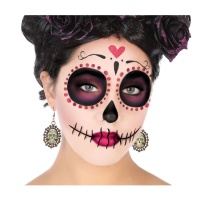 Boucles d'oreilles tête de mort multicolores Catrina