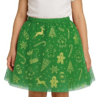 Jupe tutu verte avec motifs festifs pour enfants - 30 cm