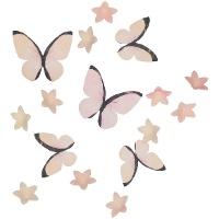 Galettes de mini fleurs et papillons rose pêche - 30 pièces