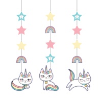 Pendentifs décoratifs licorne chat 91,4 cm - 3 pcs.