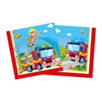 Serviettes de table Pompiers en action 16,5 x 16,5 cm - 20 pcs.