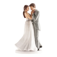Figurine de 18 cm pour gâteau de mariage représentant une mariée et un marié dansant et se tenant par la main