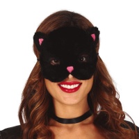 Masque de chat noir et rose