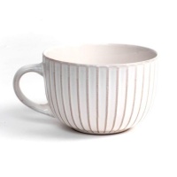 Tasse à rayures ivoire de 470 ml - DCasa
