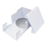 Boîte à gâteaux carrée 27 x 27 x 15 cm avec base ronde de 0,3 cm - PME