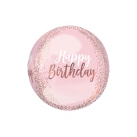 Ballon rose orbz joyeux anniversaire 38 x 40 cm - Anagramme
