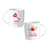 Tasse d'amour 350 ml avec messages - 2 pièces